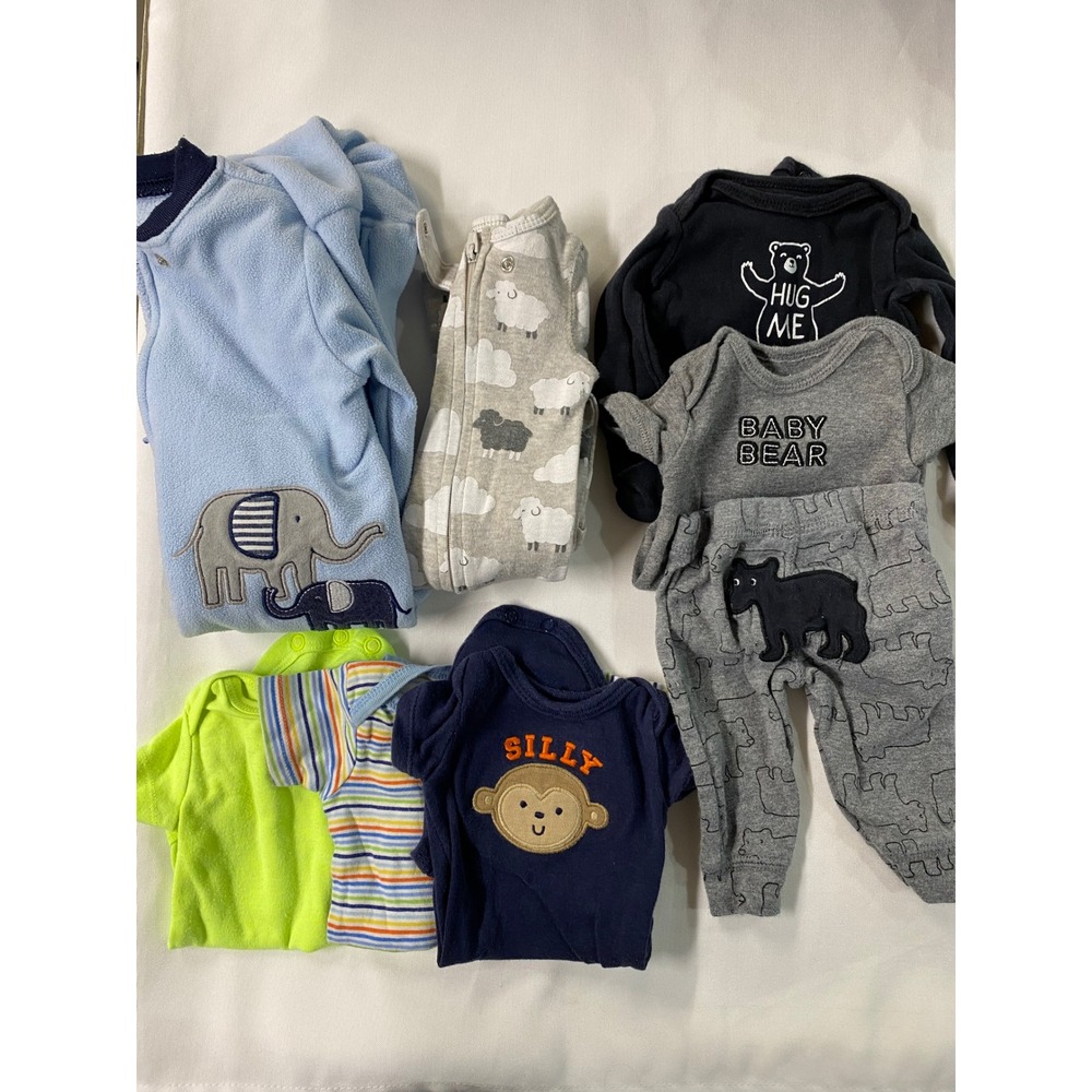 Carter's Baby Boy 8 Piece Sleepwear Outfit Sleep Sack Bodysuits Pajamas Size NB
